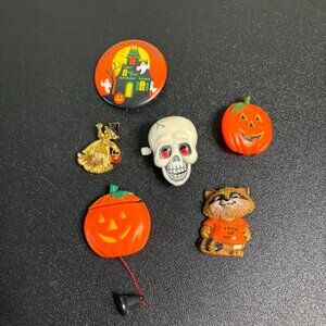 Lot of 6 Vintage Halloween Pins/Brooches